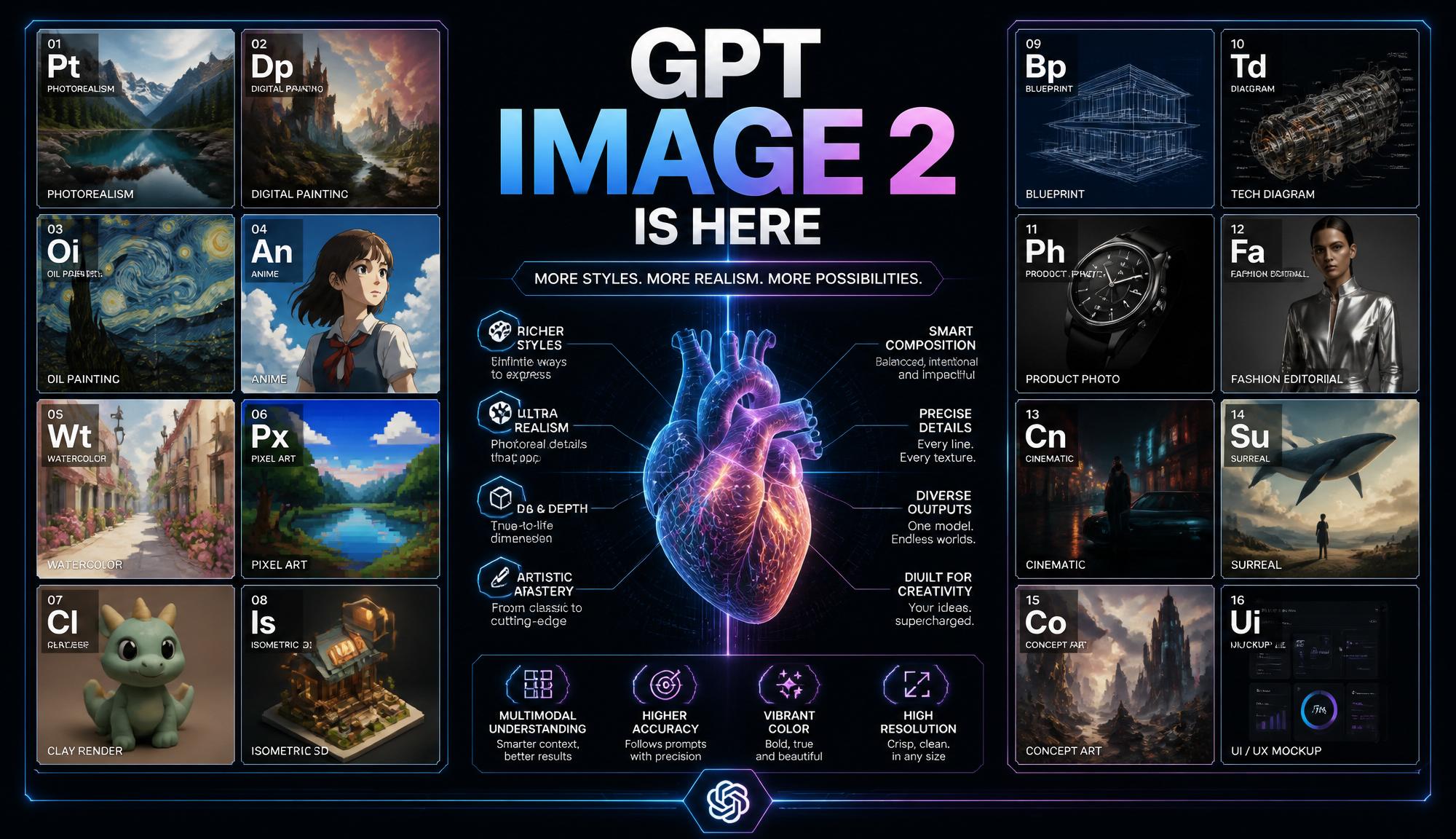 GPT Image 2 — 16+ 种风格生成能力